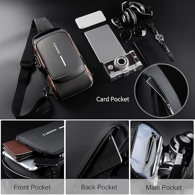 Anti-Theft Crossbody Sling Bag with USB Port
