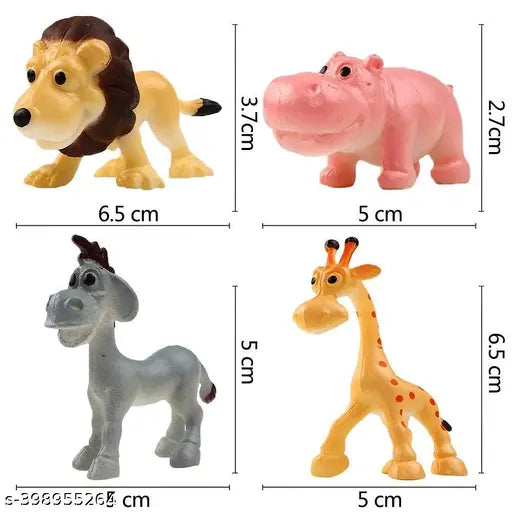 Funny Jungle Animals Toys Forest Animal Set Mini Cartoon Animal Toys Figure Playing Set for Kids - Pack of 12 Pcs