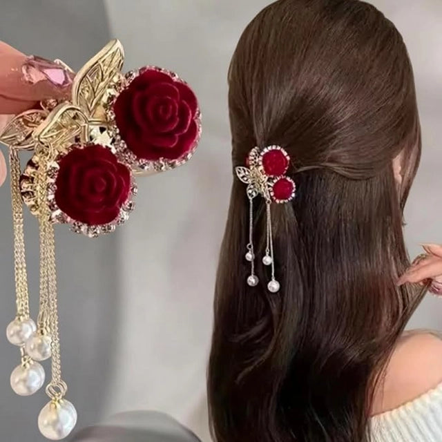 Rose & Pearl Floral Hair Clutcher
