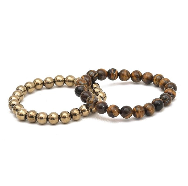 Tiger Eye & Golden Pyrite Bracelet Set (Pack of 2)